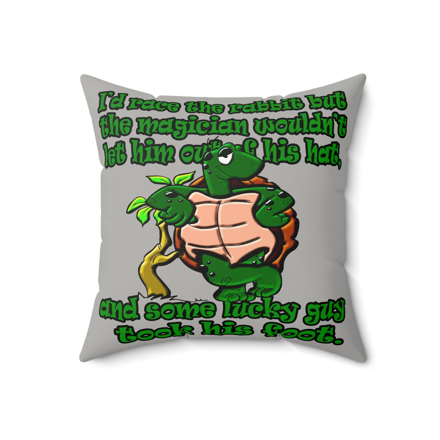 turtle race - Faux Suede Square Pillow - (light grey)