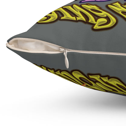 the bum's shit - Spun Polyester Square Pillow - (dark grey)