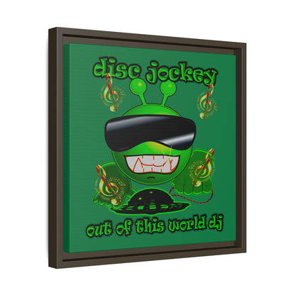 disc jockey - framed canvas art (dark green)