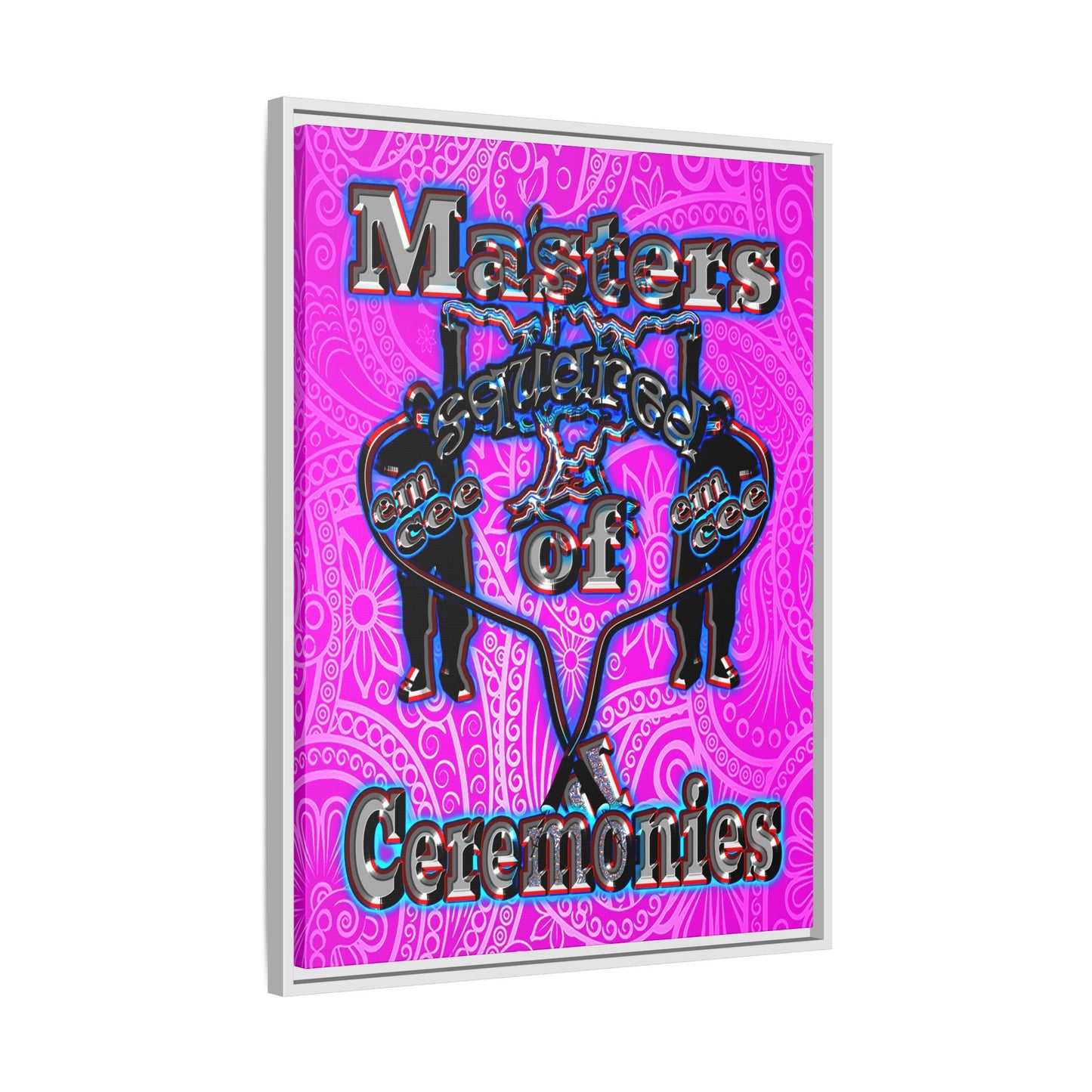 em cee squared - framed canvas art (pink swirl)