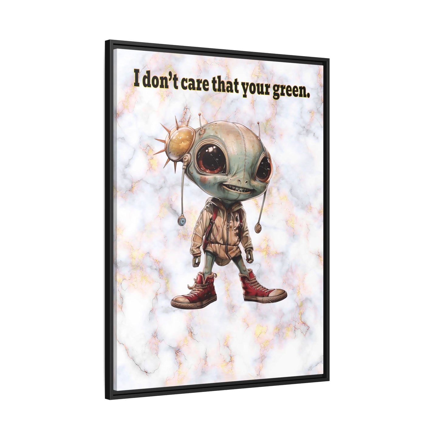 I don't care that your green - framed canvas art (white marble)