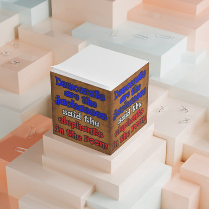donkeys and elephants - note cube (brown papyrus)