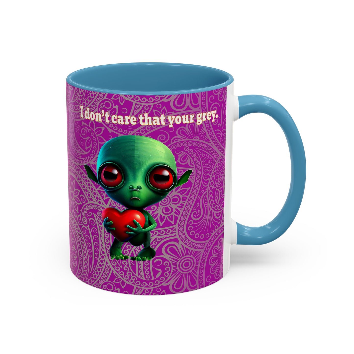 I don't care that your grey - Accent Mug (pink swirl)
