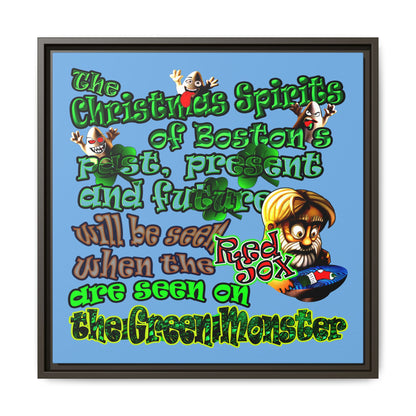 christmas spirits of boston - framed canvas art (light blue)