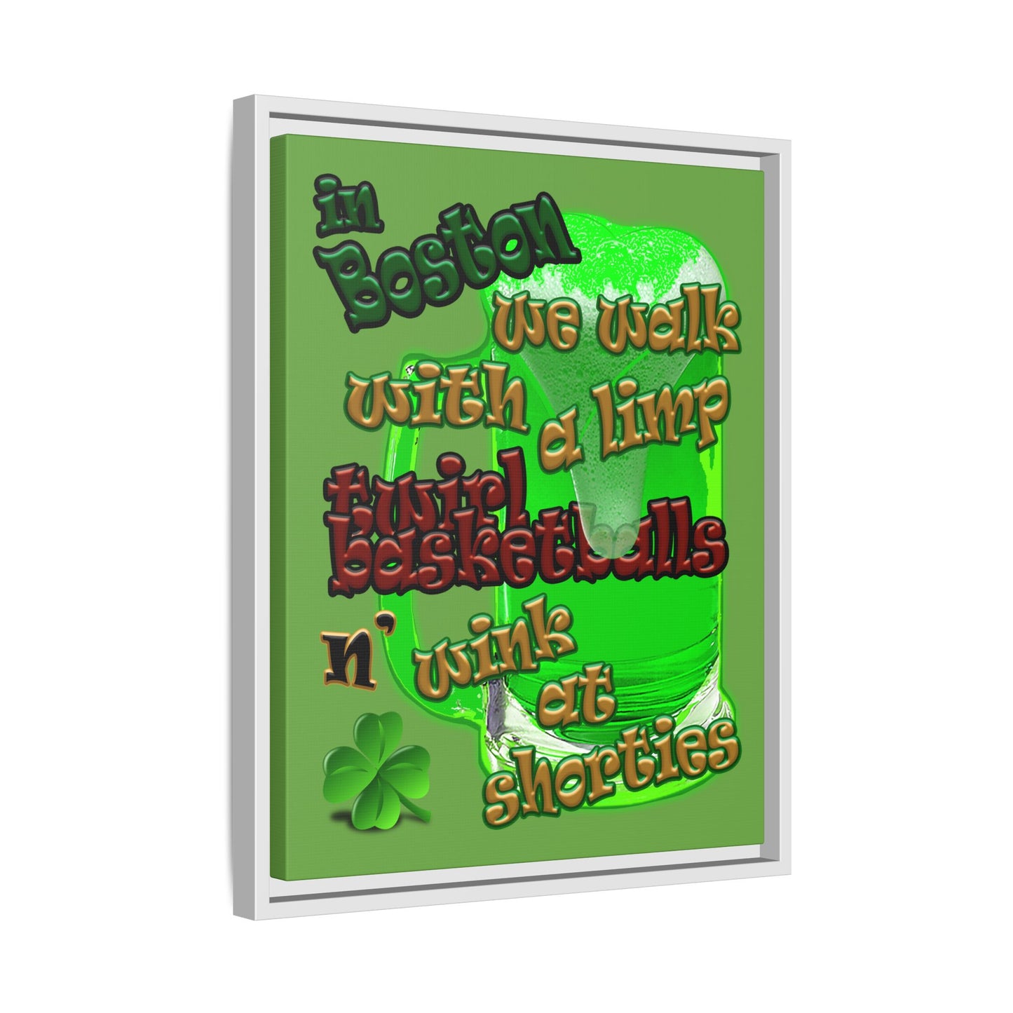 celtics logo - framed canvas art (green)