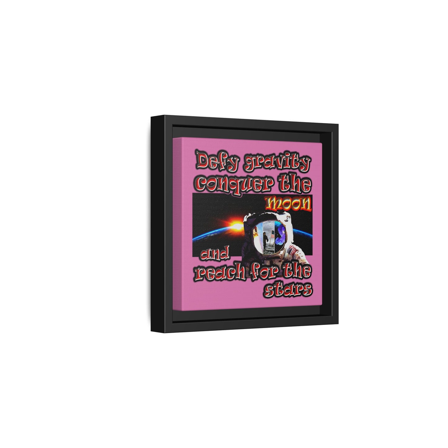 defy conquer reach - framed canvas art (light pink)