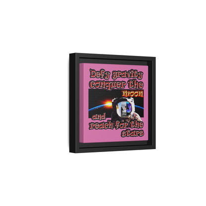 defy conquer reach - framed canvas art (light pink)