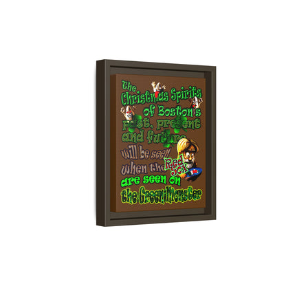 christmas spirits of boston - framed canvas art (brown)