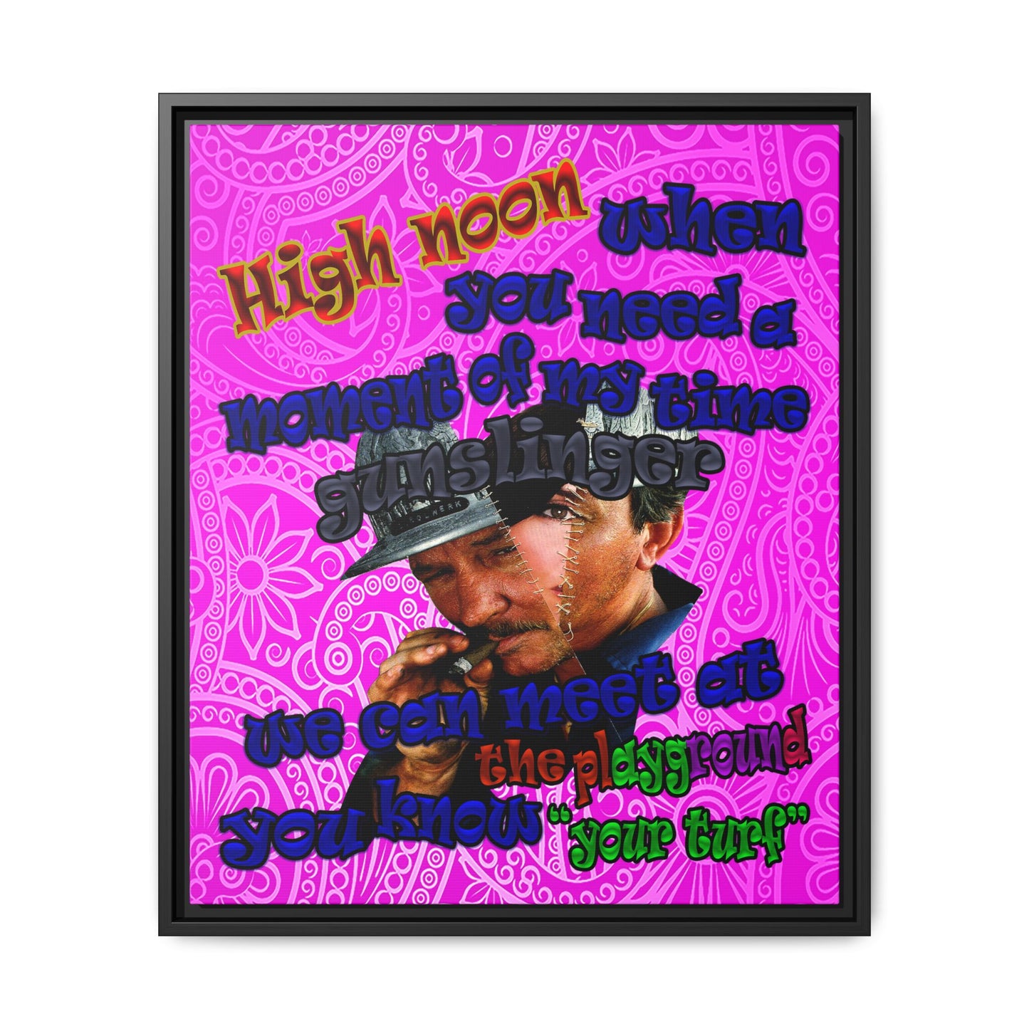 high noon - framed canvas art (pink swirl)