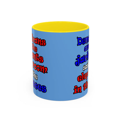 donkeys and elephants - Accent Mug (light blue)