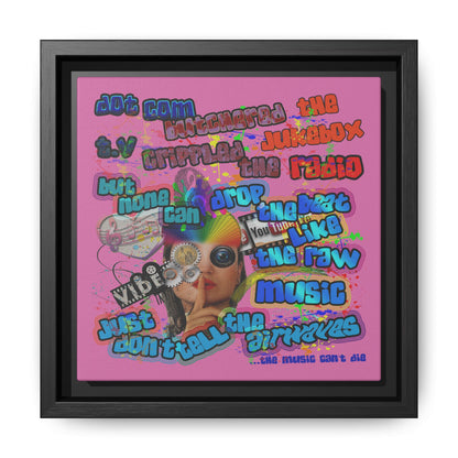 drop the beat - framed canvas art (light pink)