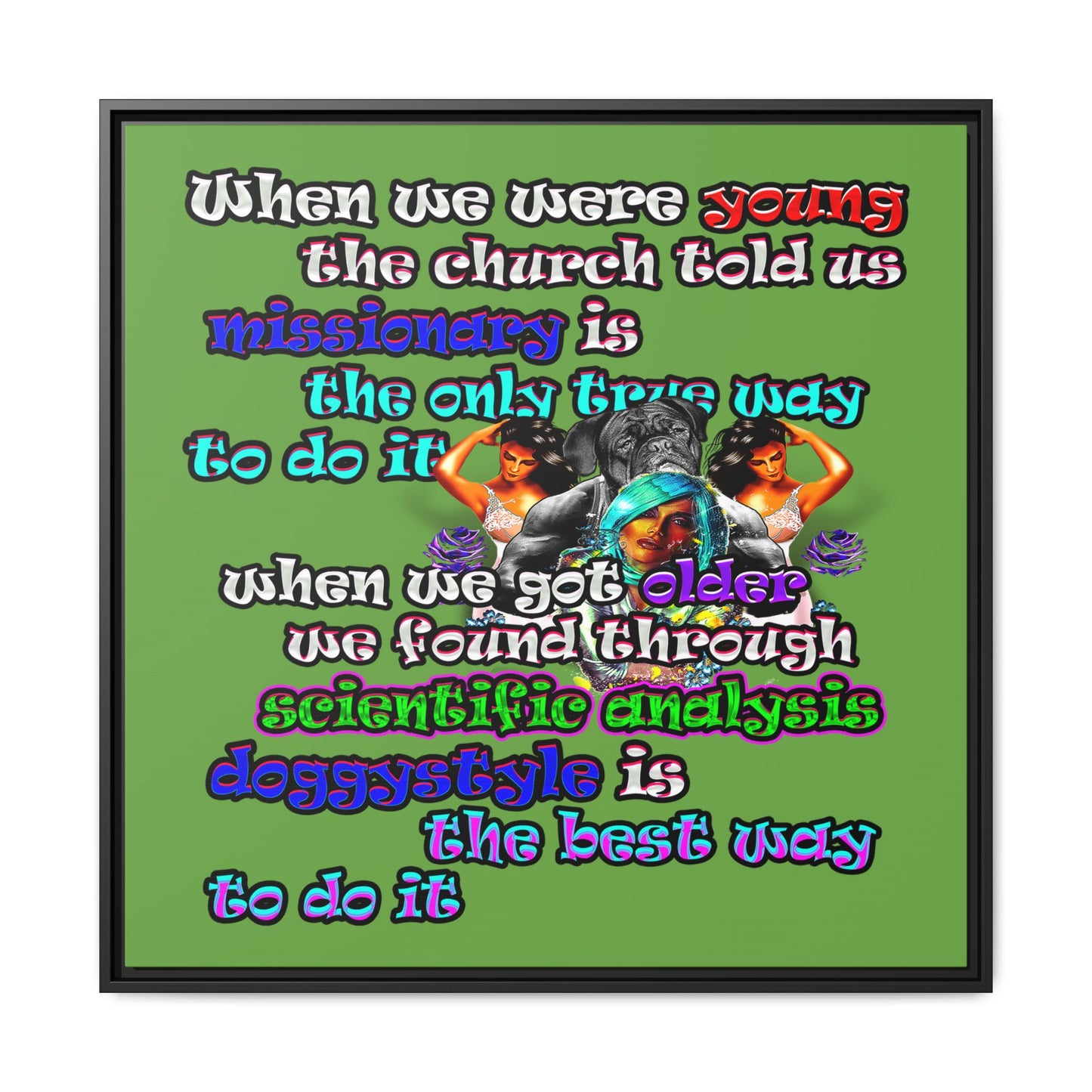 doggystyle - framed canvas art (green)