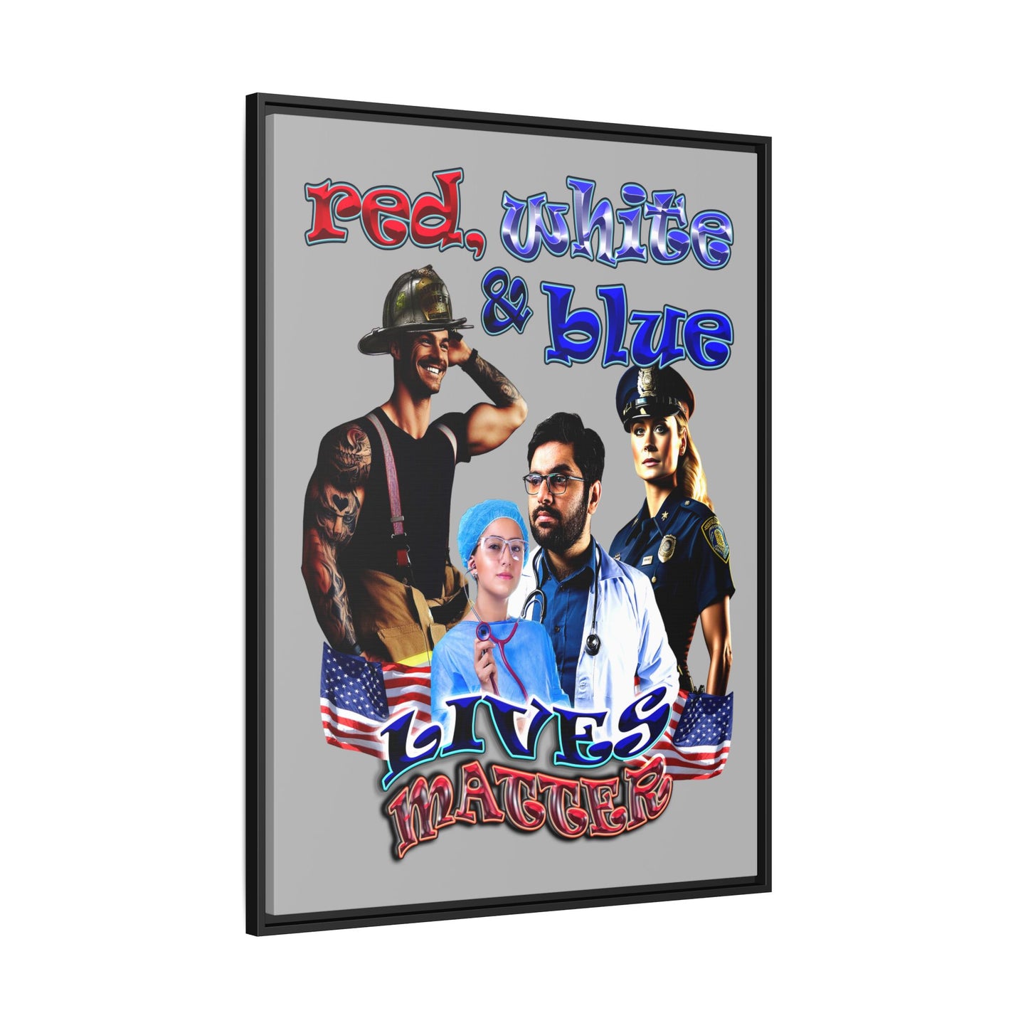 rw&b lives matter - framed canvas art (light grey)
