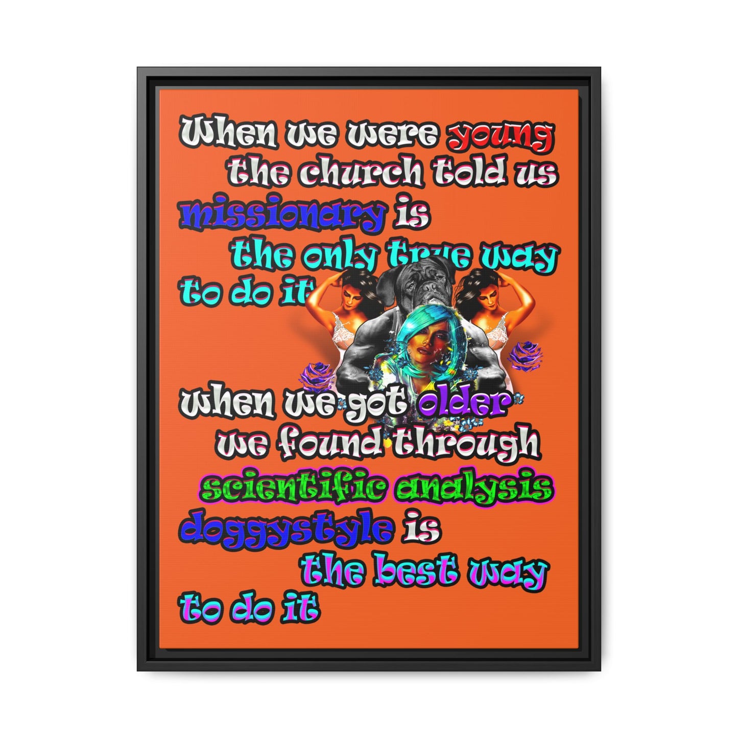 doggystyle - framed canvas art (orange)
