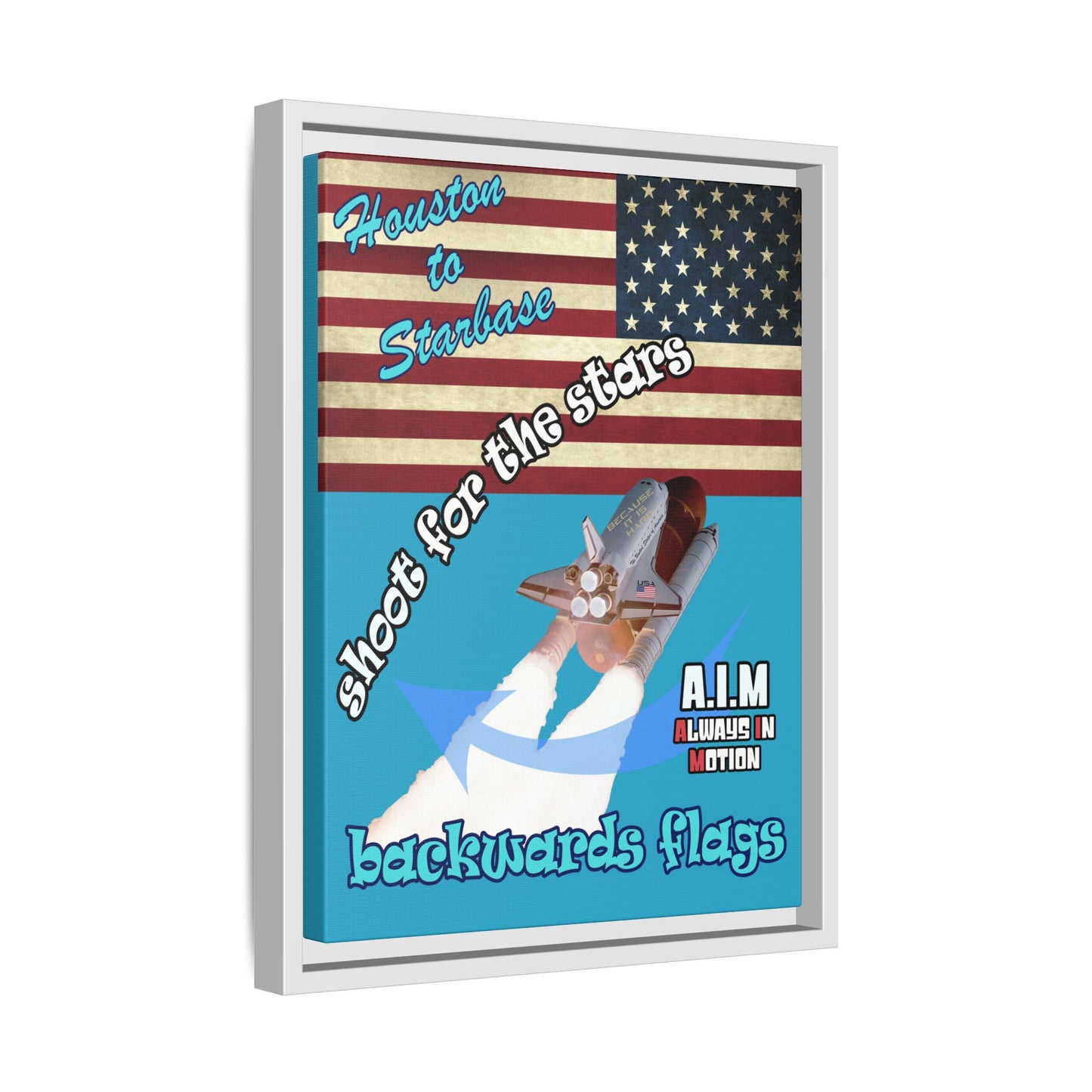 shoot for the stars - framed canvas art (turquoise)