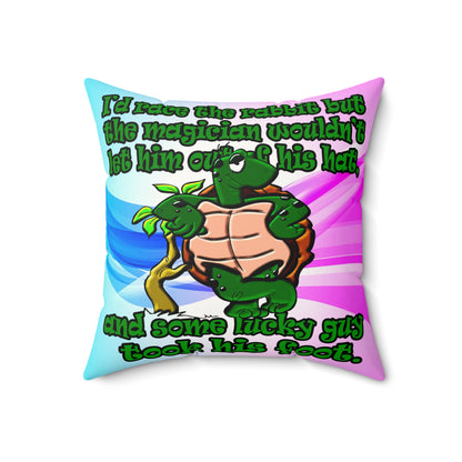 turtle race - Faux Suede Square Pillow - (light blue-pink wave)