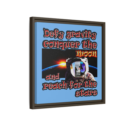 defy conquer reach - framed canvas art (light blue)
