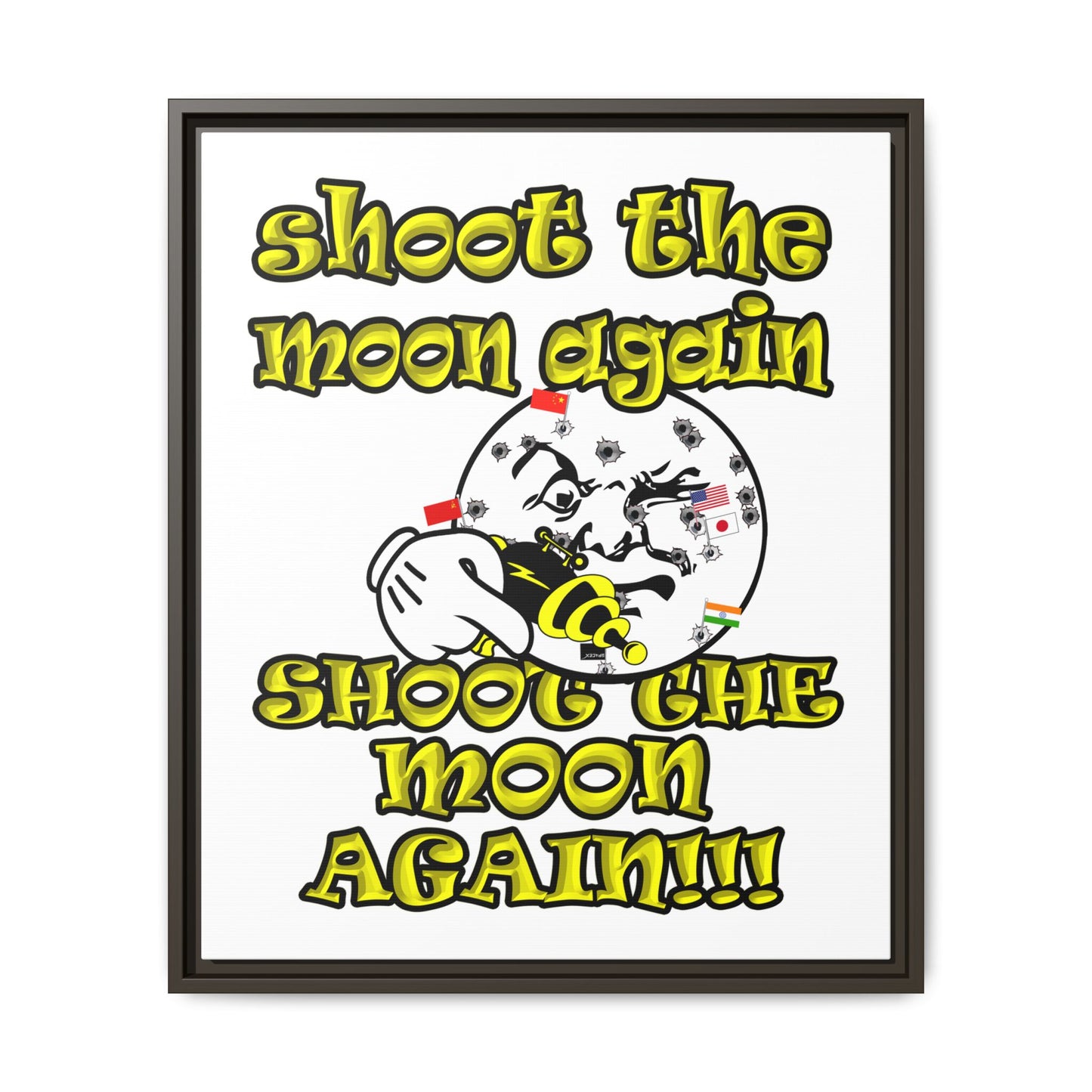 shoot the moon again - framed canvas art (white)