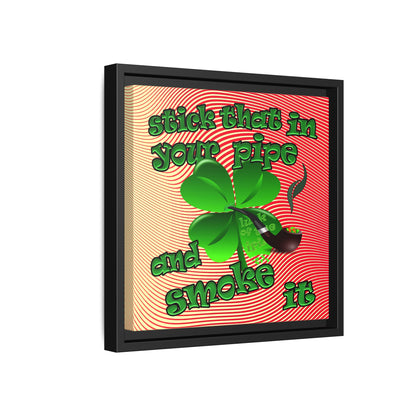 stick that in your pipe and smoke it - framed canvas art (yellow-orange wave)