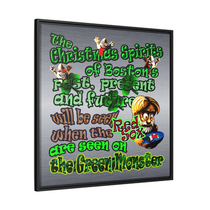 christmas spirits of boston - framed canvas art (brushed nickel)