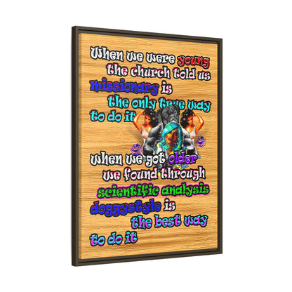 doggystyle - framed canvas art (butterscotch wood finish)
