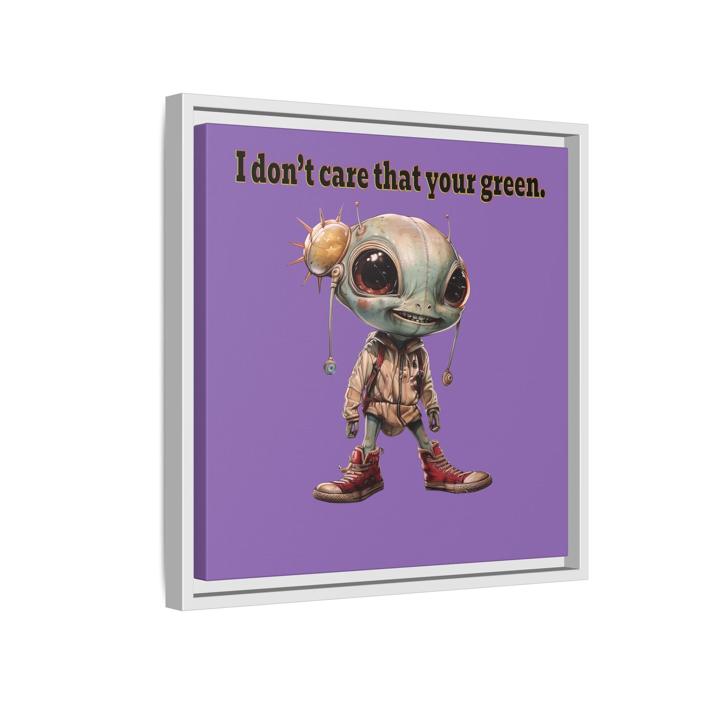 I don't care that your green - framed canvas art (light purple)