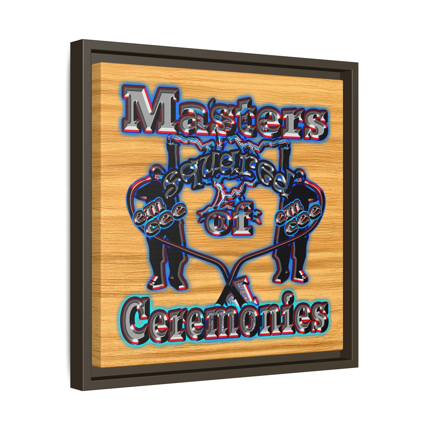 em cee squared - framed canvas art (butterscotch wood finish)