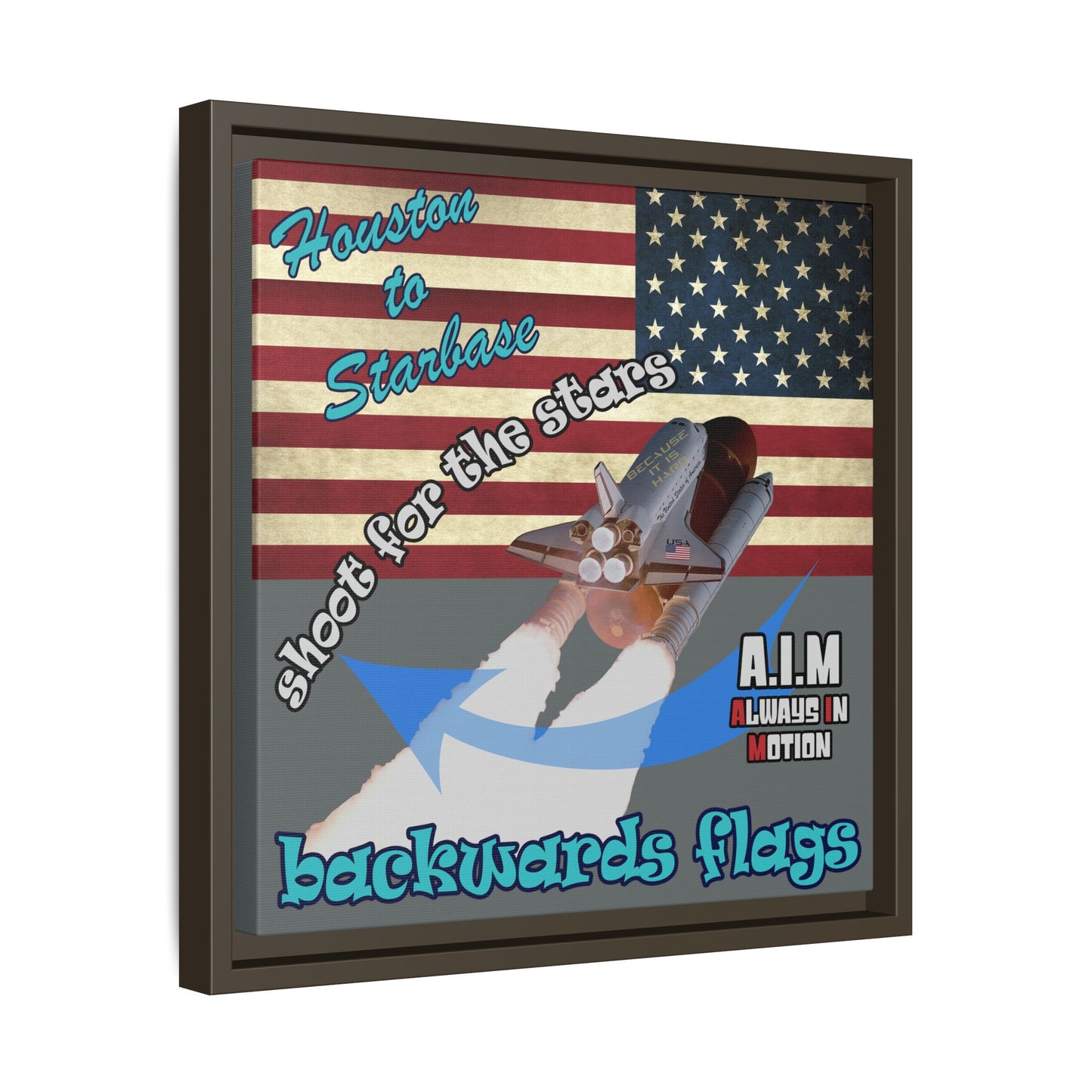shoot for the stars - framed canvas art (dark grey)