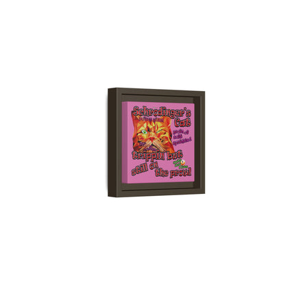 schrodinger's cat - framed canvas art (light pink)