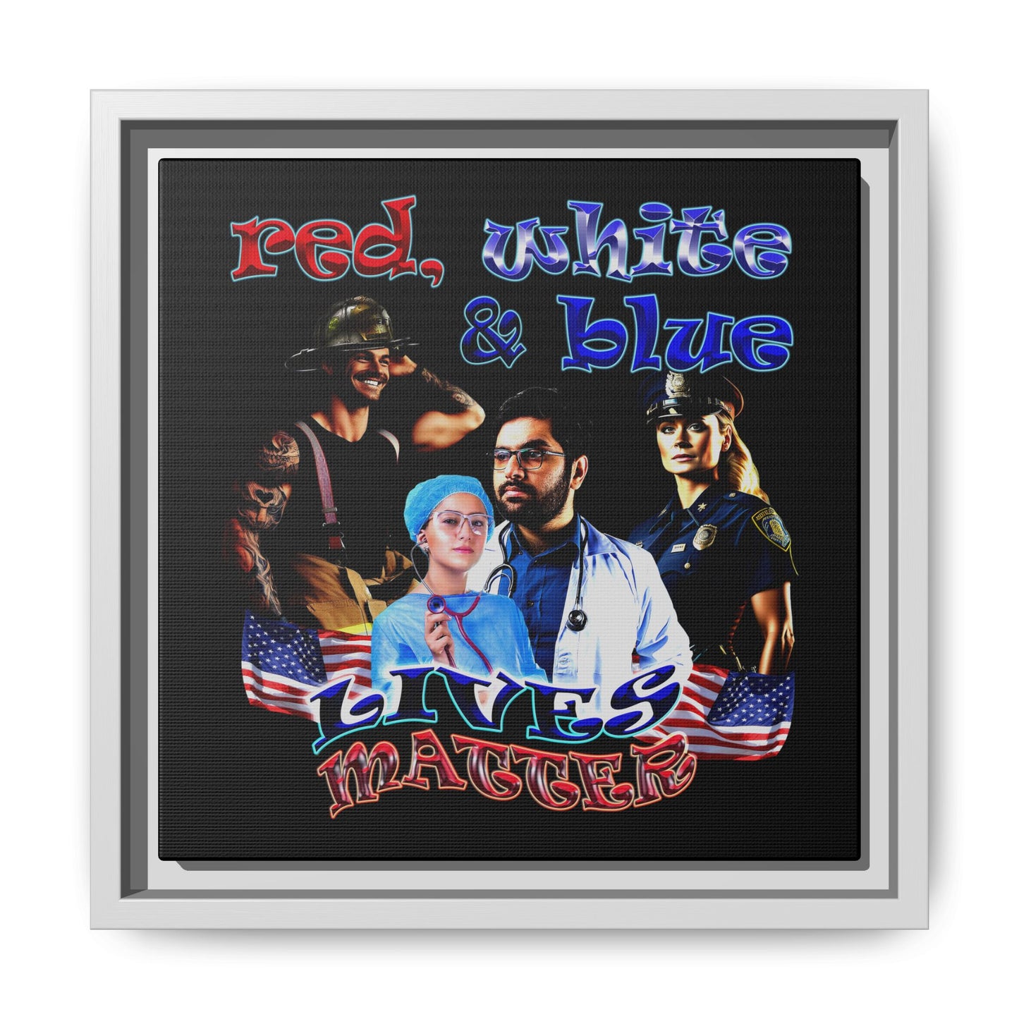 rw&b lives matter - framed canvas art (black)