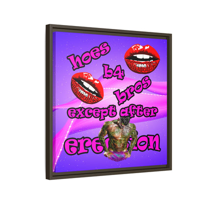 hoes b4 bros - framed canvas art (purple-pink wave)