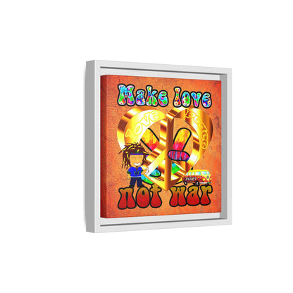 love peace - framed canvas art (burnt orange)