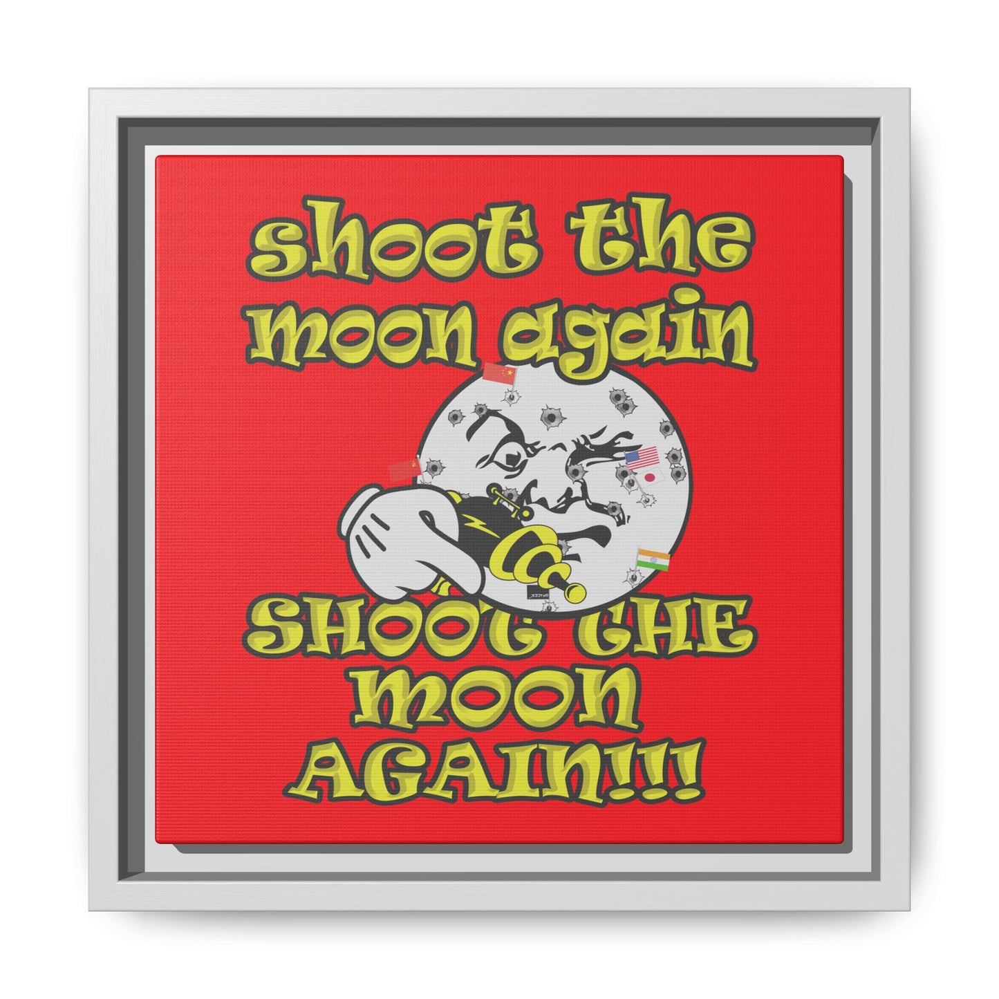 shoot the moon again - framed canvas art (red)
