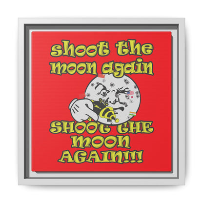 shoot the moon again - framed canvas art (red)