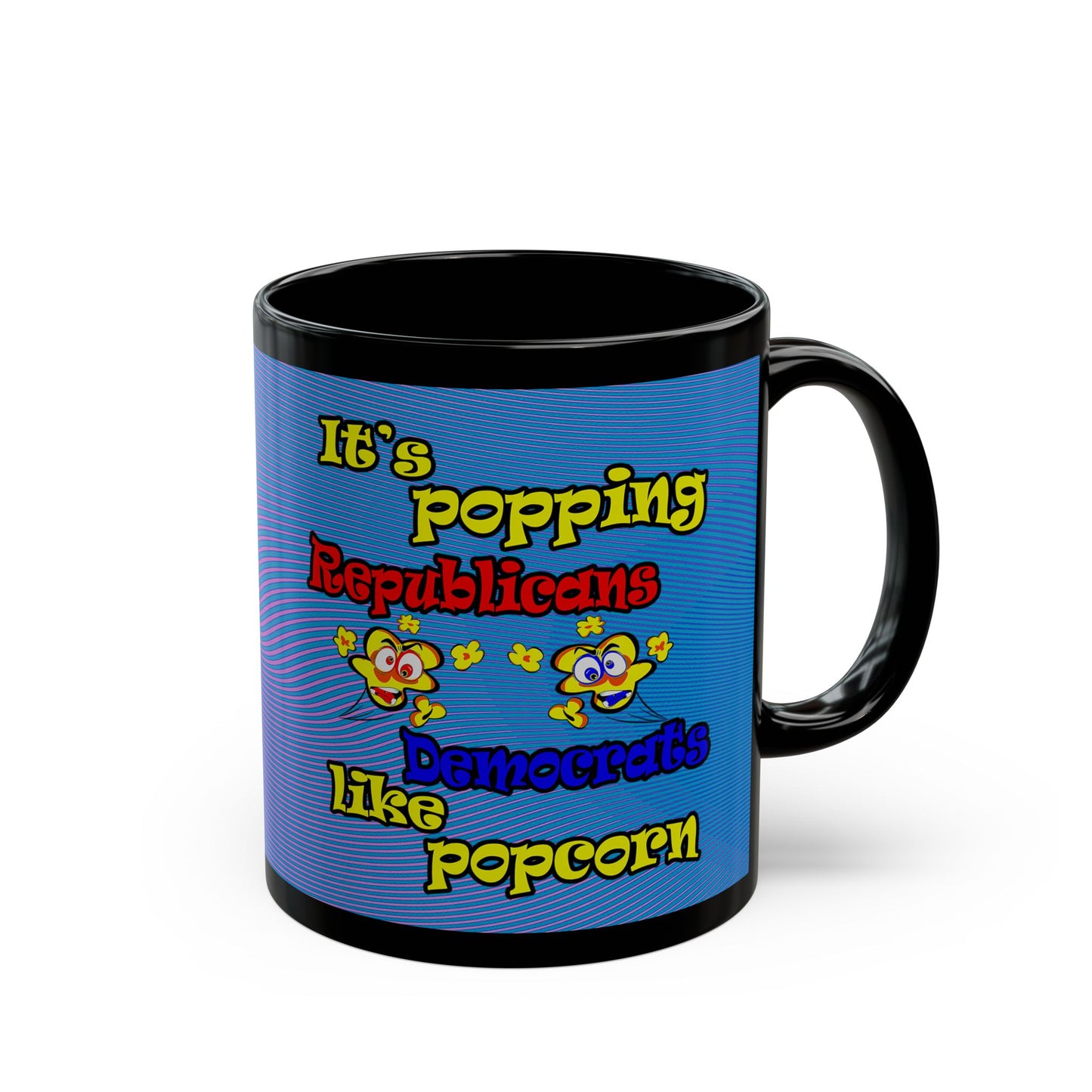 popping like popcorn - Black Mug (light blue-purple wave)