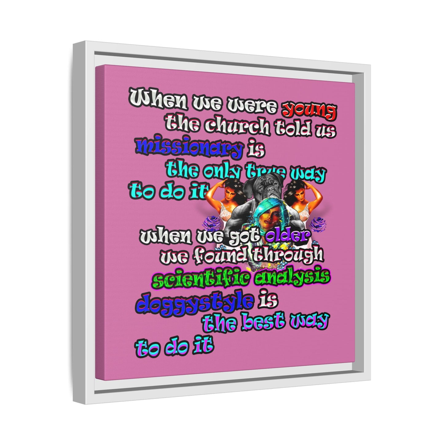 doggystyle - framed canvas art (light pink)