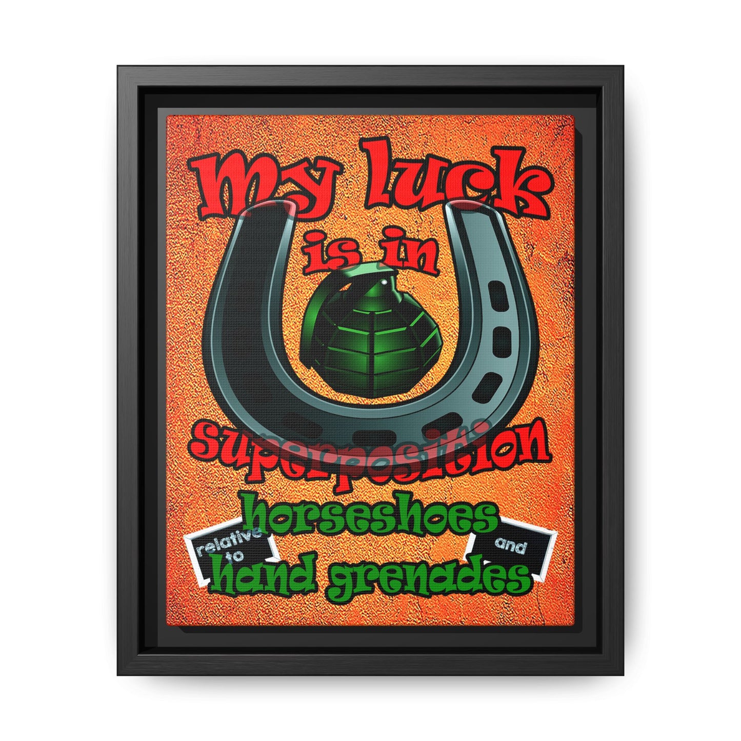 my luck - framed canvas art (burnt orange)