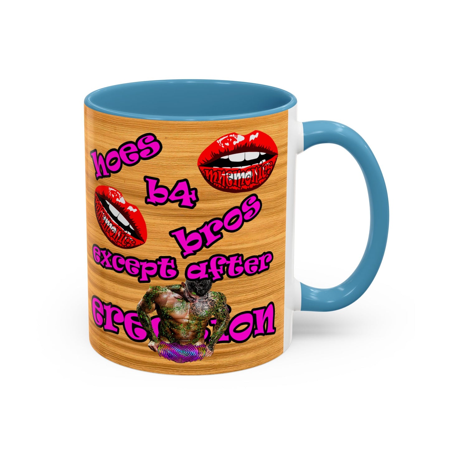 hoes b4 bros - Accent Mug (butterscotch wood finish)
