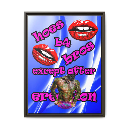 hoes b4 bros - framed canvas art (blue-white wave)