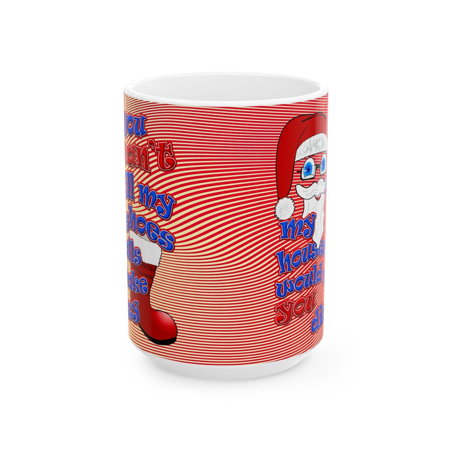 santa's shoes - White Mug (yellow-orange wave)
