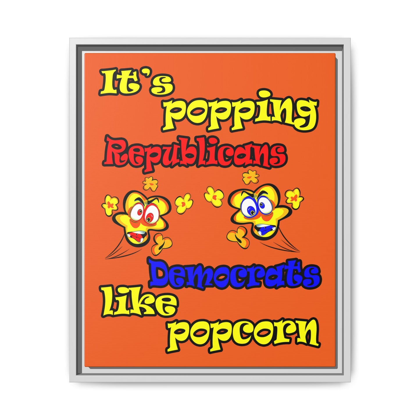 popping like popcorn - framed canvas art (orange)