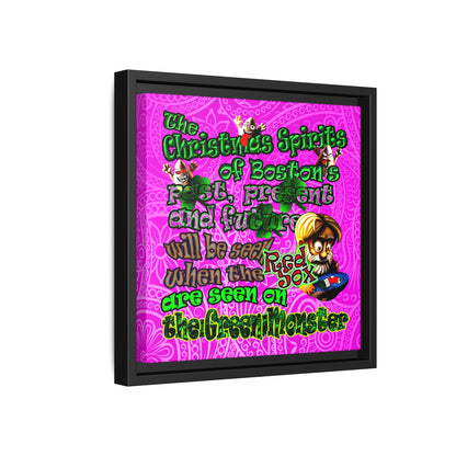 christmas spirits of boston - framed canvas art (pink swirl)