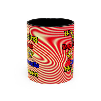 popping like popcorn - Accent Mug (yellow-orange wave)