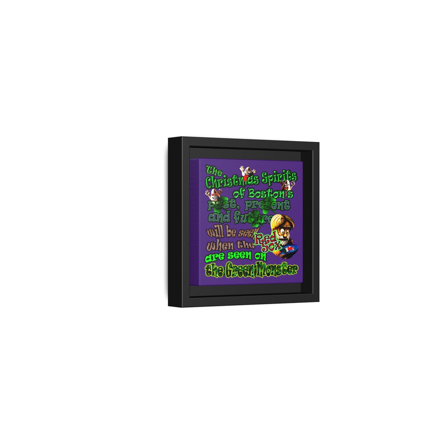 christmas spirits of boston - framed canvas art (purple)