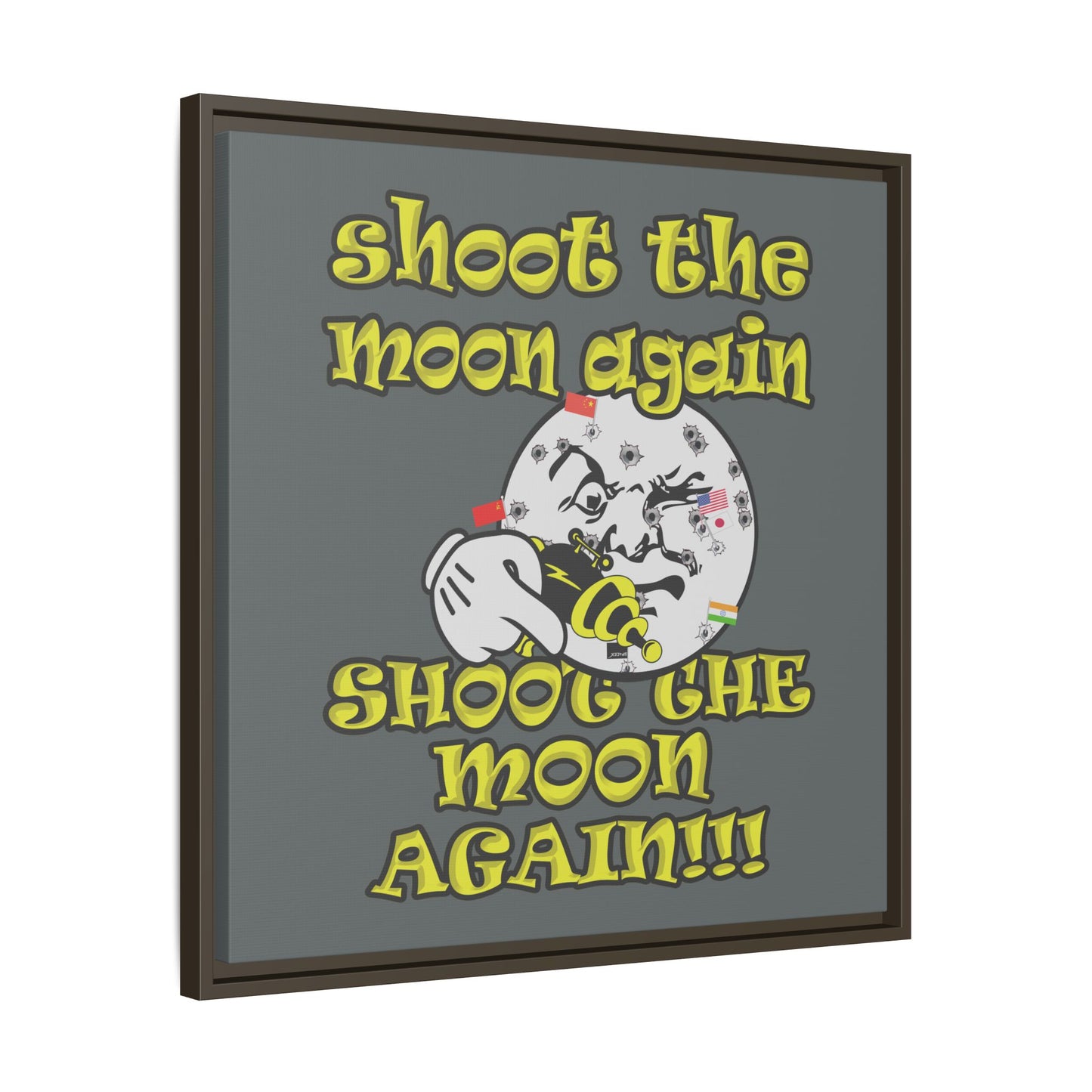 shoot the moon again - framed canvas art (dark grey)