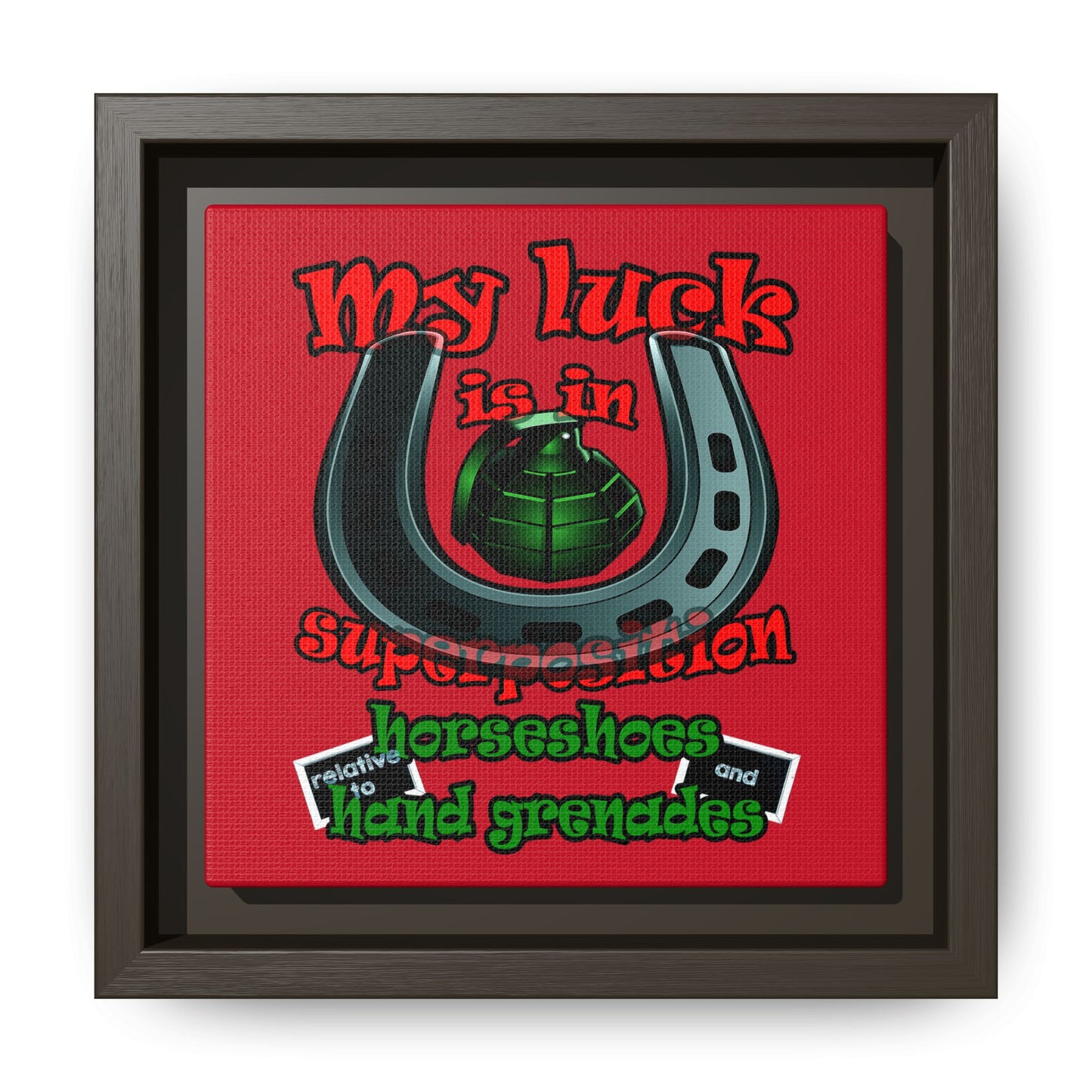 my luck - framed canvas art (dark red)