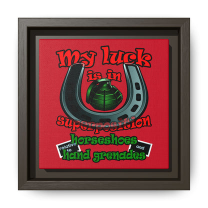 my luck - framed canvas art (dark red)