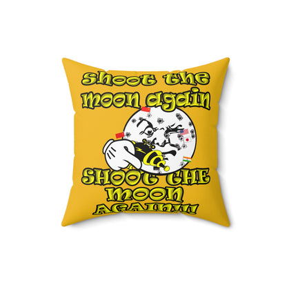 shoot the moon again - Spun Polyester Square Pillow - (yellow)