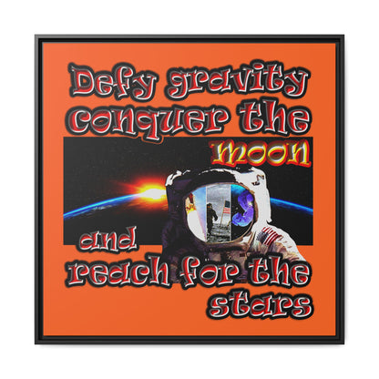 defy conquer reach - framed canvas art (orange)
