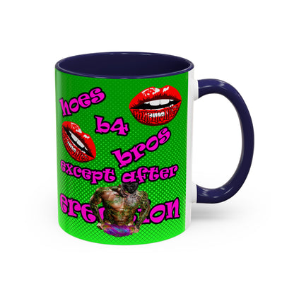 hoes b4 bros - Accent Mug (logo green)
